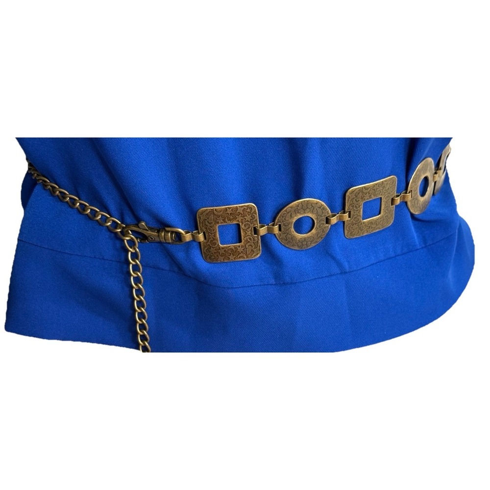 VTG metal belt Hippie BOHO Geometric hain‎ Waist 90's YTK Gold Bronze Tone 39"